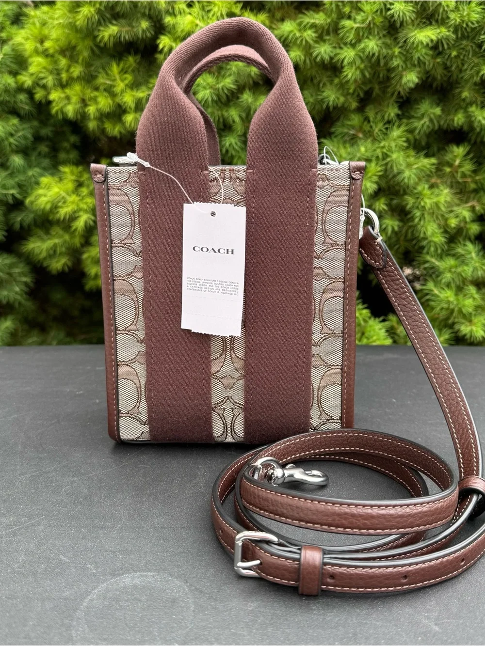 Coach Brown Signature Canvas Mini Tote with Chocolate Trim NWT - Picture 3 of 9